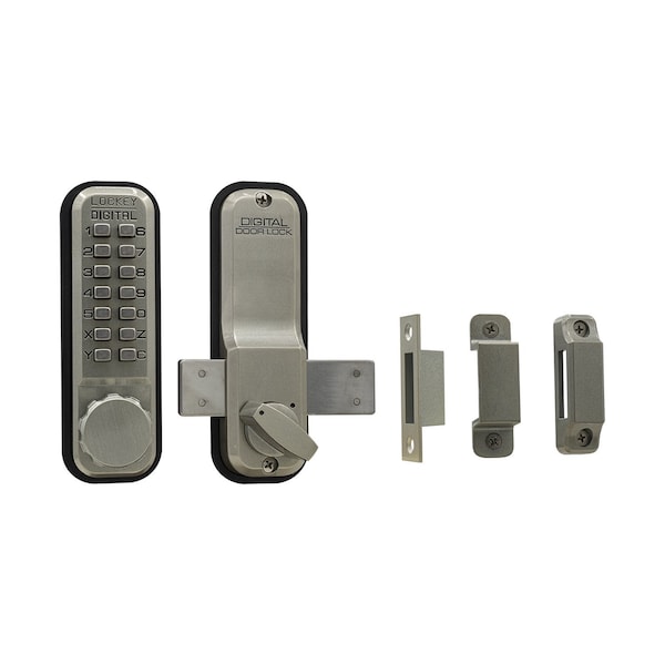 Mechanical Keyless Surface Mount Deadbolt Lock Fits Doors Up To 3 Thick Satin Nickel